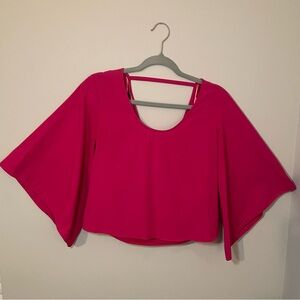Zara Pink Women's Bell Sleeve Top with Bow Accent on Back